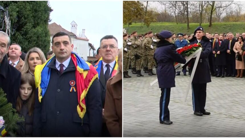 george simion aplaudat de oameni la alba iulia momentul depunerii coroanei din partea lui nicusor dan huiduit video 692c46b4ea926