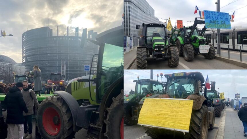 fermierii francezi protesteaza in fata parlamentului european de la strasbourg zeci de utiaje blocheaza accesul in institutie 694299cf41cfd