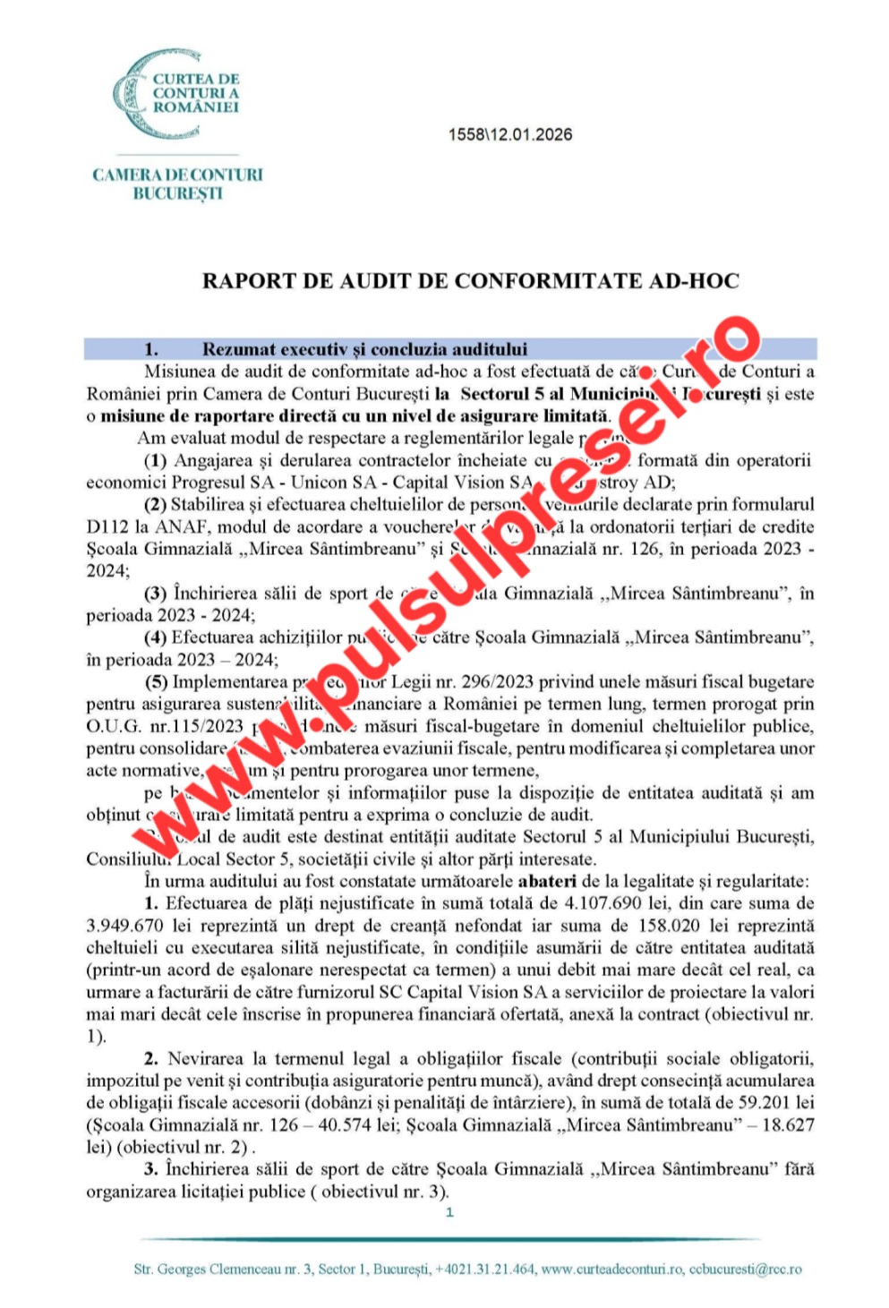 Curtea de Conturi lovește dur Primăria Sectorului 5: plăți nejustificate de peste 4 milioane de lei 8 Screenshot 20260131 085410 OneDrive