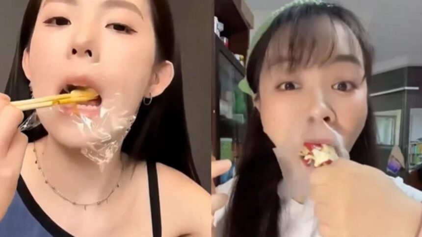 noua provocare nebuna de pe retelele sociale tinerii isi acopera gura cu folie alimentara ca sa manance fara calorii video 69a09ca2dcead