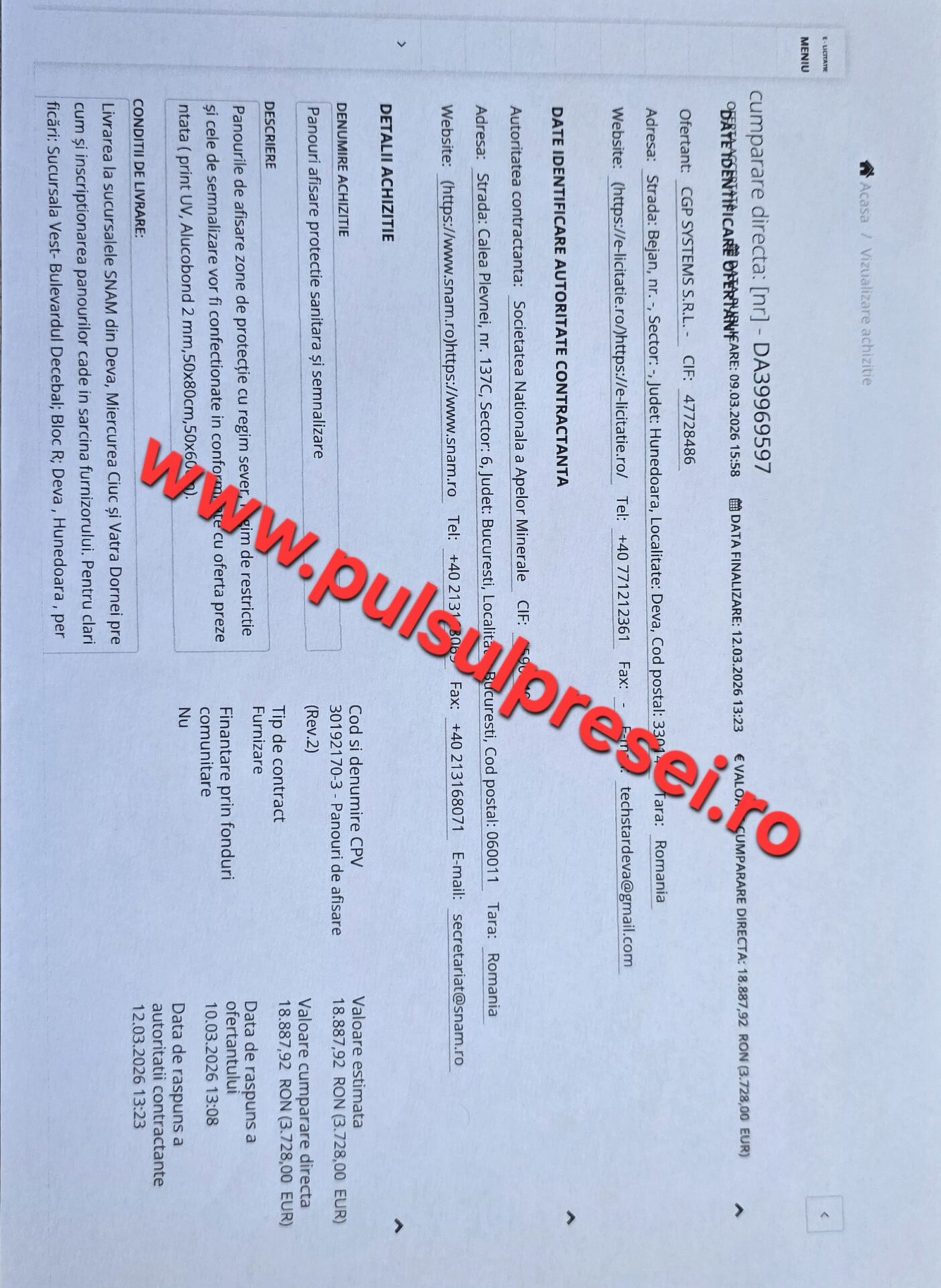Contracte ciudate la Societatea Națională a Apelor Minerale: panou publicitar și semne de întrebare 8 20260426 120901