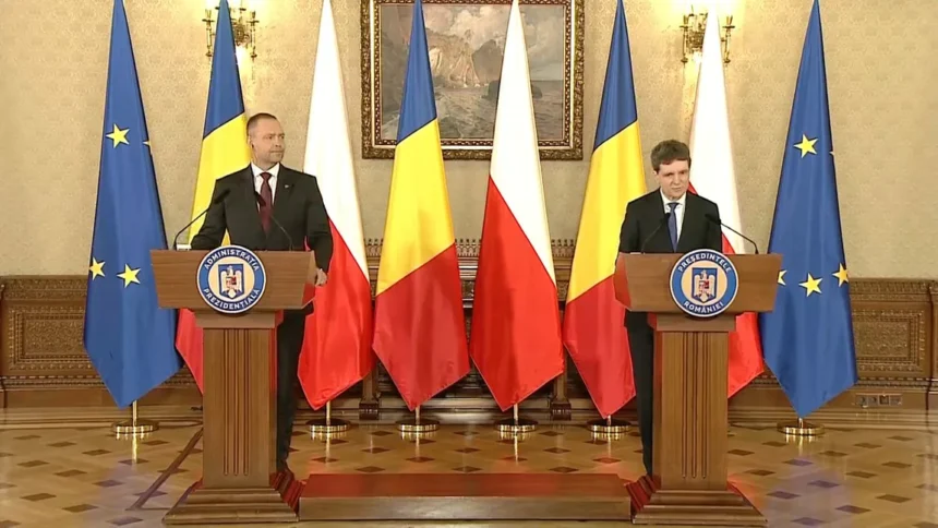 Declarații comune ale președintelui Nicușor Dan și președintelui Poloniei, Karol Nawrocki, la Palatul Cotroceni.