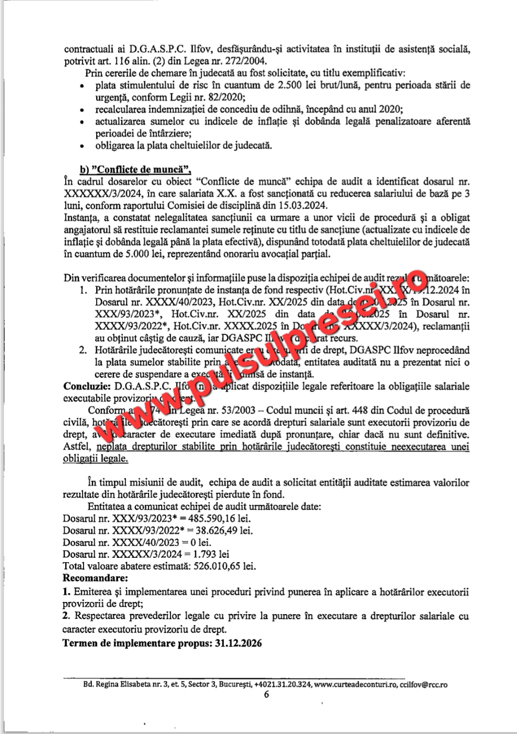 Raport devastator al Curții de Conturi la DGASPC Ilfov: executări întârziate, litigii pierdute, management deficitar și riscuri majore pentru bugetul public 14 Screenshot 20260520 212500 OneDrive