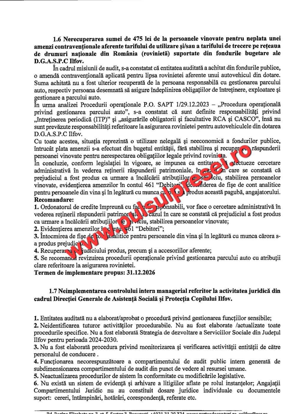 Raport devastator al Curții de Conturi la DGASPC Ilfov: executări întârziate, litigii pierdute, management deficitar și riscuri majore pentru bugetul public 15 Screenshot 20260520 212505 OneDrive