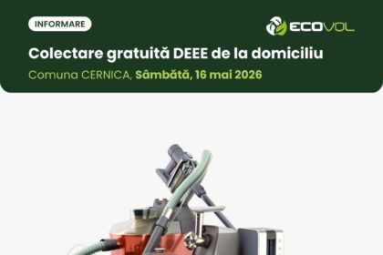 Sâmbătă, campanie EcoVol pentru colectarea selectivă a deșeurilor electrice în comuna Cernica.