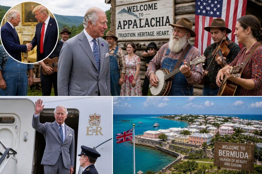 Regele Charles III întâmpinat cu tradiții din Appalachia după întâlnirea cu Donald Trump; vizita se îndreaptă spre Bermuda.